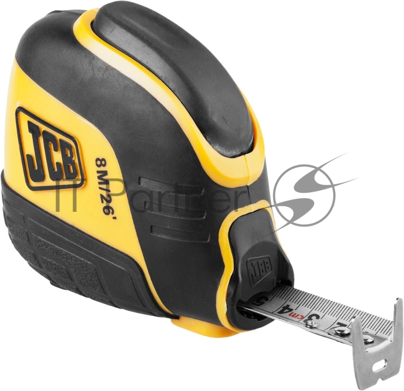 Рулетка JCB, автостоп, двусторонняя шкала, двухкомпонентный корпус, 8м