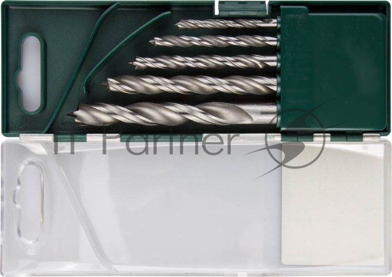 Набор спиральных сверл по дереву KRAFTOOL 5 шт., 4-5-6-8-10мм, двухленточные