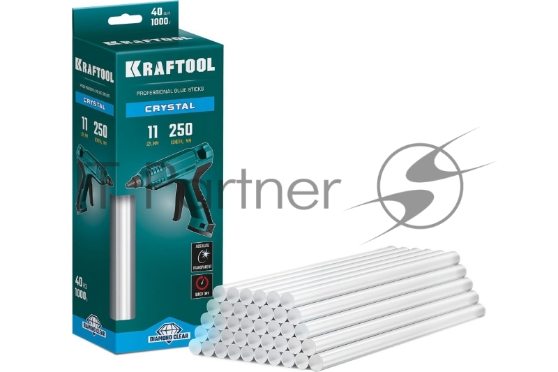 Кристально прозрачные клеевые стержни KRAFTOOL Cristal, d 11 x 250 мм (11-12 мм) 40 шт. 1 кг