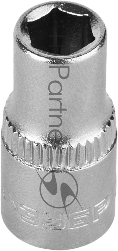 Головка торцовая ЗУБР Мастер (1/4), Cr-V, FLANK, хроматированное покрытие, 6мм