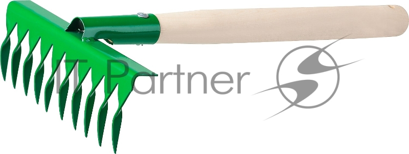 Грабельки садовые с деревянной ручкой, РОСТОК 39614, 10 витых зубцов, 200x62x405 мм