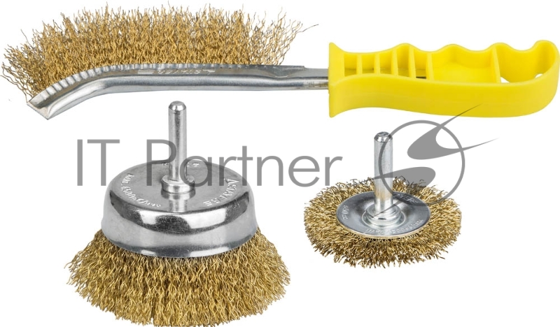 Набор щеток-крацовок STAYER PROFESSIONAL, витая стальная латунированная проволока 0,3мм, дисковая 50мм, чашечная 75мм, ручная, 3шт