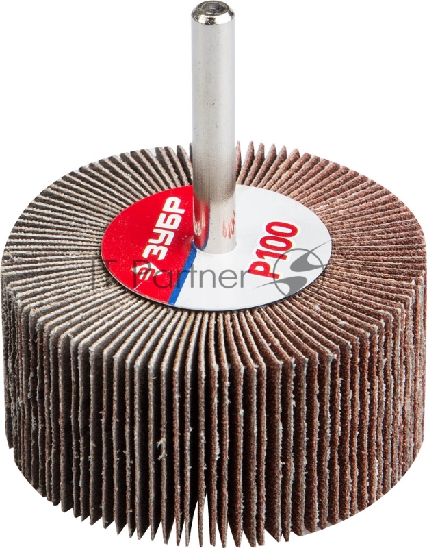 Круг шлифовальный ЗУБР Мастер веерный лепестковый, на шпильке, тип КЛО, зерно-электрокорунд нормальный, P100, 30х60мм
