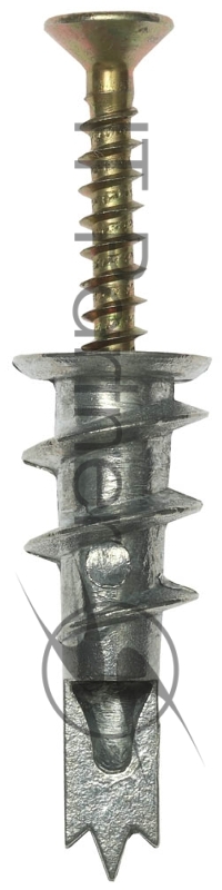 Дюбель металлический со сверлом, для гипсокартона, с оцинкованным саморезом, 33 мм, 3 шт, ЗУБР