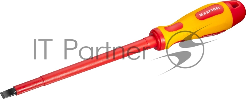Отвертка KRAFTOOL, высоковольтная, Cr-Mo-V стержень, двухкомпонент. маслобензостойкая рукоятка, SL, 8,0х175мм