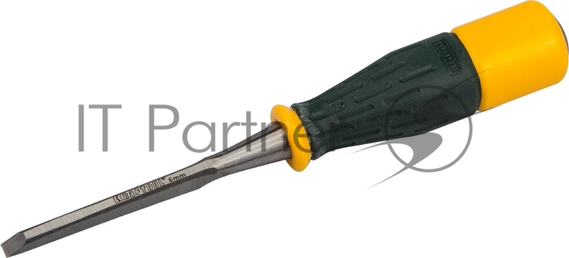 Стамеска KRAFTOOL EXPERT упрочненное полотно, ударочпрочная двухкомп ручка, стальной затыльник для ударных работ,6мм