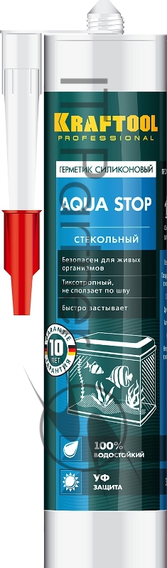 Герметик KRAFTOOL AQUA STOP силиконовый стекольный, прозрачный, 300мл