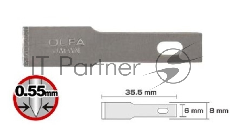 Лезвия OLFA лопаточные для ножа AK-4, 6(8)х35,5х0,55мм, 5шт