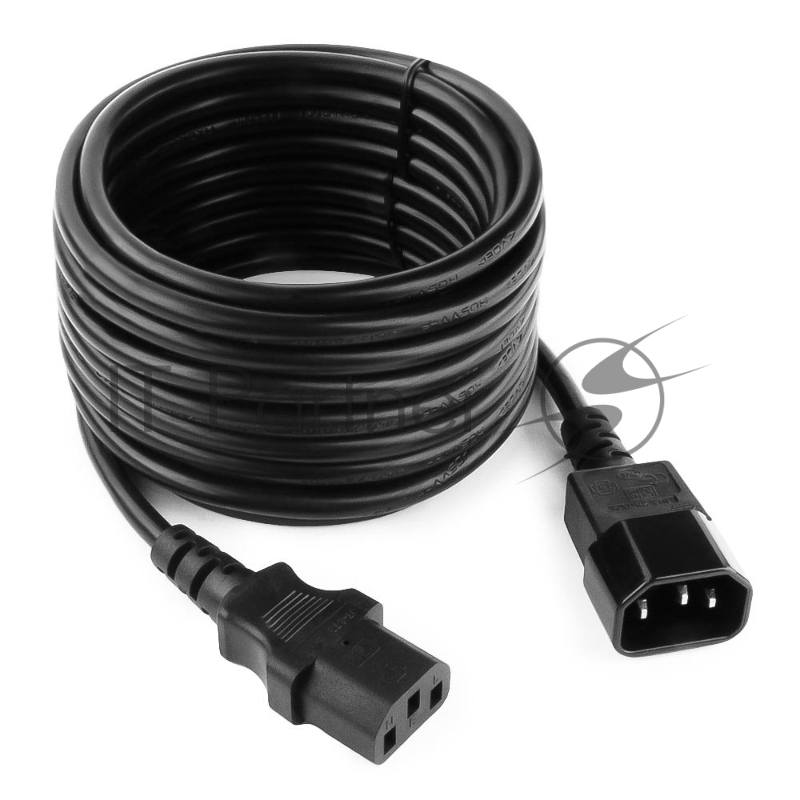 Кабель питания сист.блок-монитор Cablexpert PC-189-VDE-5M, 5м, C13-C14, VDE, 10А, Сечение провода: 0,75 мм2, черный, с заземлением