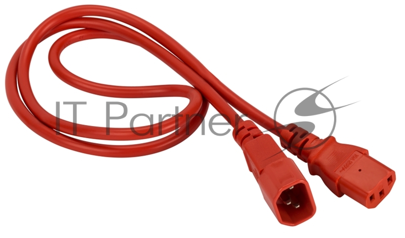 Шнур питания C13-C14, 3х0.75, 220В, 10А, красный, 1 метр