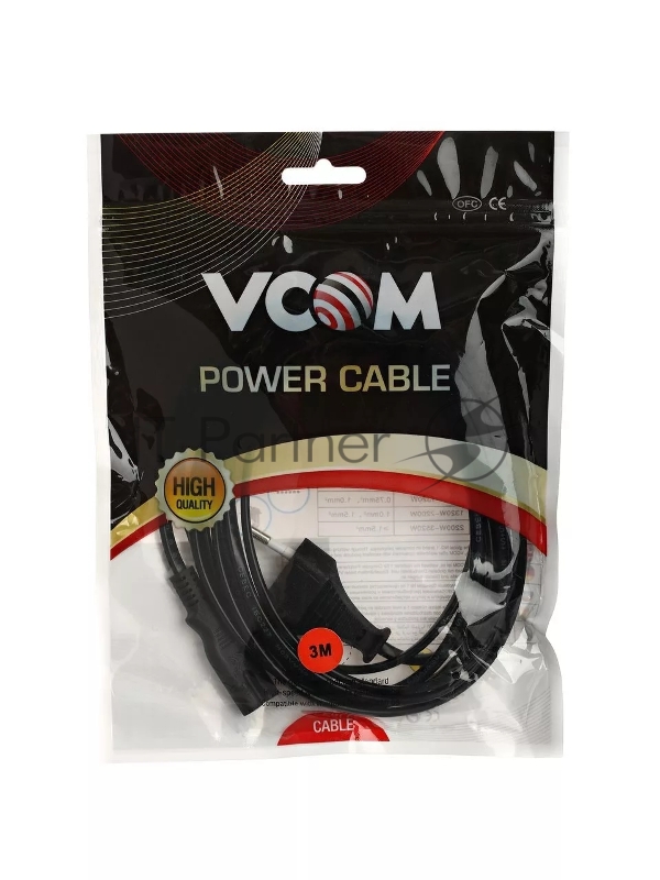 Кабель для аудио-видео техники IEC-320-C7 -- розетка EU, 2-pin <VDE>, VCOM <CE023-CU0.5-3>, 3,0m Кабель для аудио-видео техники IEC-320-C7 -- розетка EU, 2-pin <VDE>, VCOM <CE023-CU0.5-3>, 3,0m