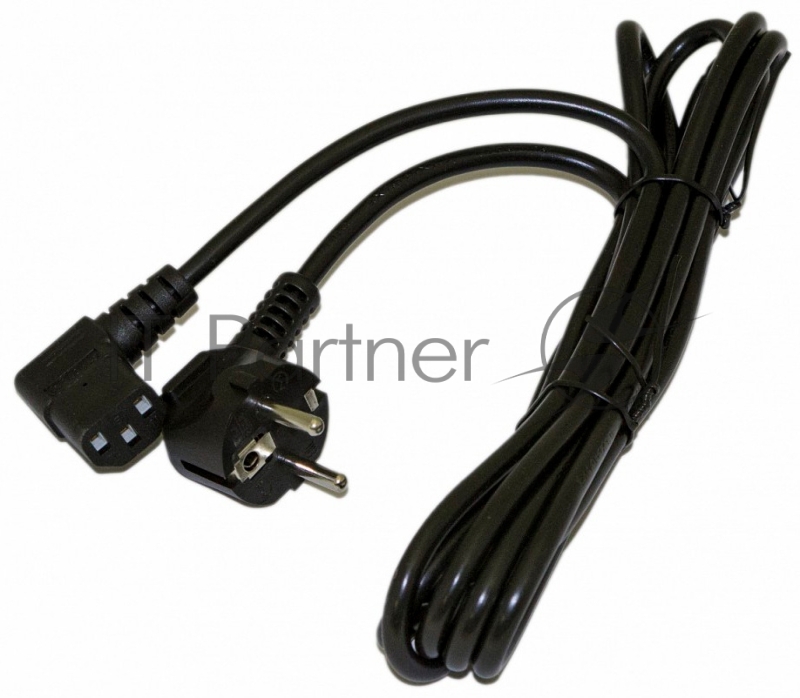 Кабель питания компьютера Hyperline PWC-IEC13A-SHM-3.0-BK (Schuko+C13 (угловая)) (3x1.0), 10A, угловая вилка, 3м, цвет черный