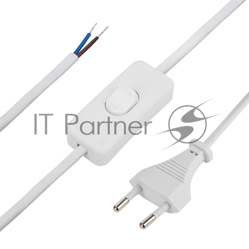 Сетевой шнур с выключателем 2х0,75 мм², 1,8 м белый REXANT