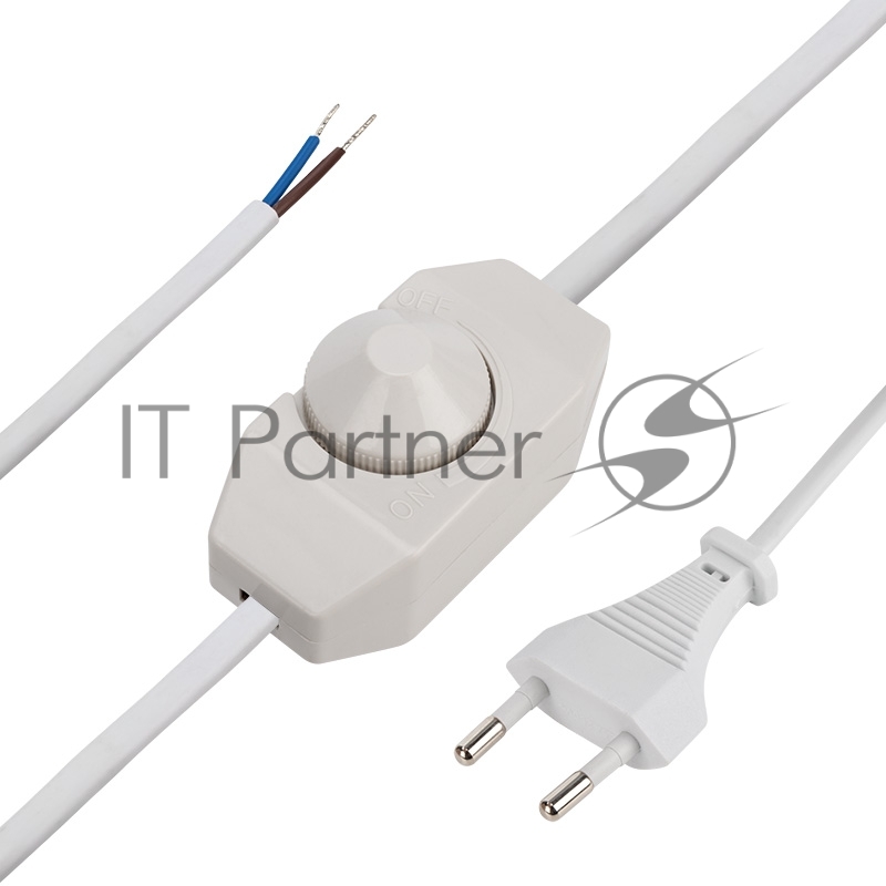 Сетевой шнур с диммером, 2х0,75 мм², 2 м белый REXANT