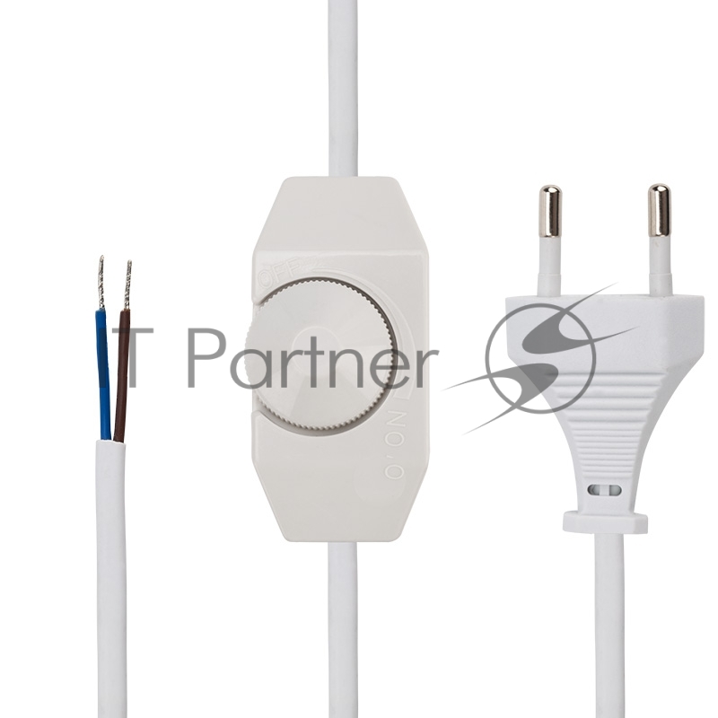 Сетевой шнур с диммером, 2х0,75 мм², 2 м белый REXANT