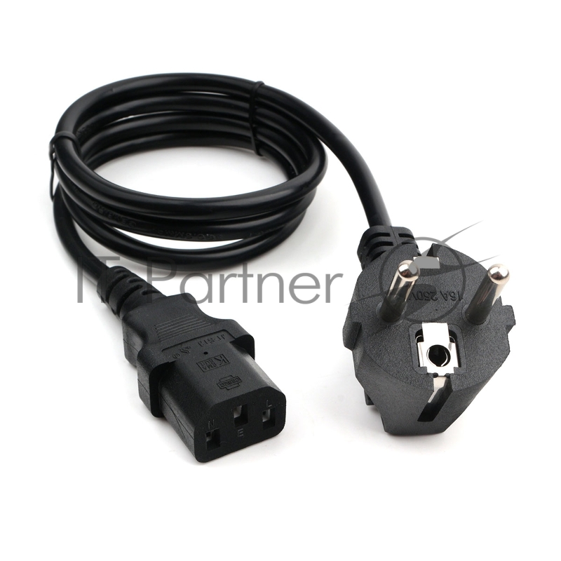 Кабель питания Cablexpert PC-186-1M, 1м, Schuko- C13, 6А, черный, с заземлением