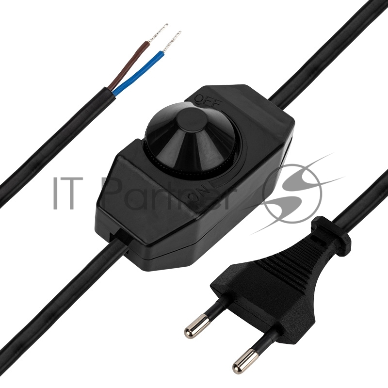 Сетевой шнур с диммером, 2х0,75 мм², 2 м черный REXANT