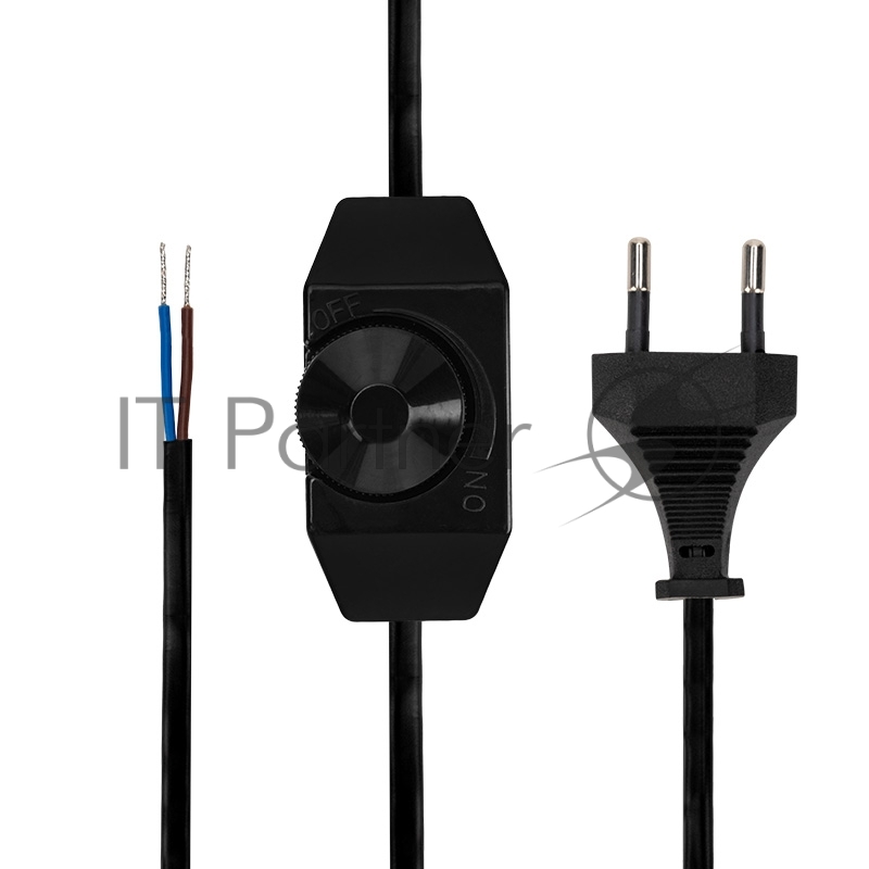 Сетевой шнур с диммером, 2х0,75 мм², 2 м черный REXANT