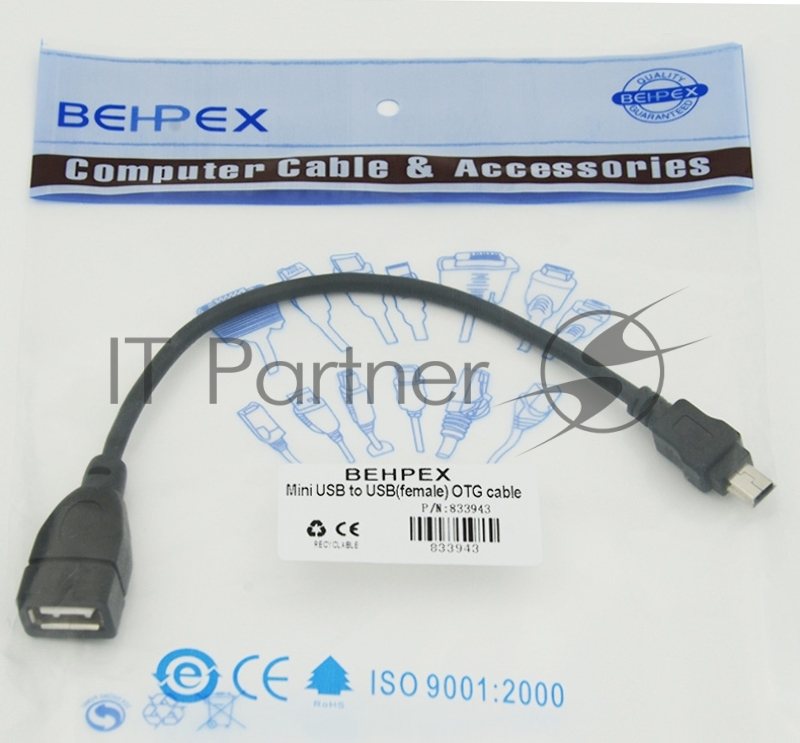 Кабель USB Behpex OTG USB(f)/miniUSB (0.2м)
