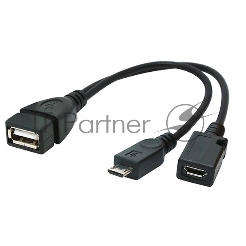 Кабель USB 2.0 OTG Cablexpert A-OTG-AFBM-004 USBAF/MicroBM, 0.15м, с доп питанием, пакет