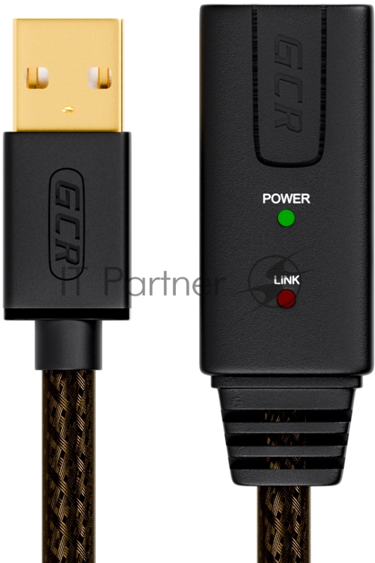 Кабель Greenconnect Кабель Удлинитель активный USB 2.0 7.5m Premium, AM/AF, 28/24 AWG экран, армированный морозостойкий с усилителем и разъёмом для доп.питания (GCR-UEC3M2-BD2S-7.5m)