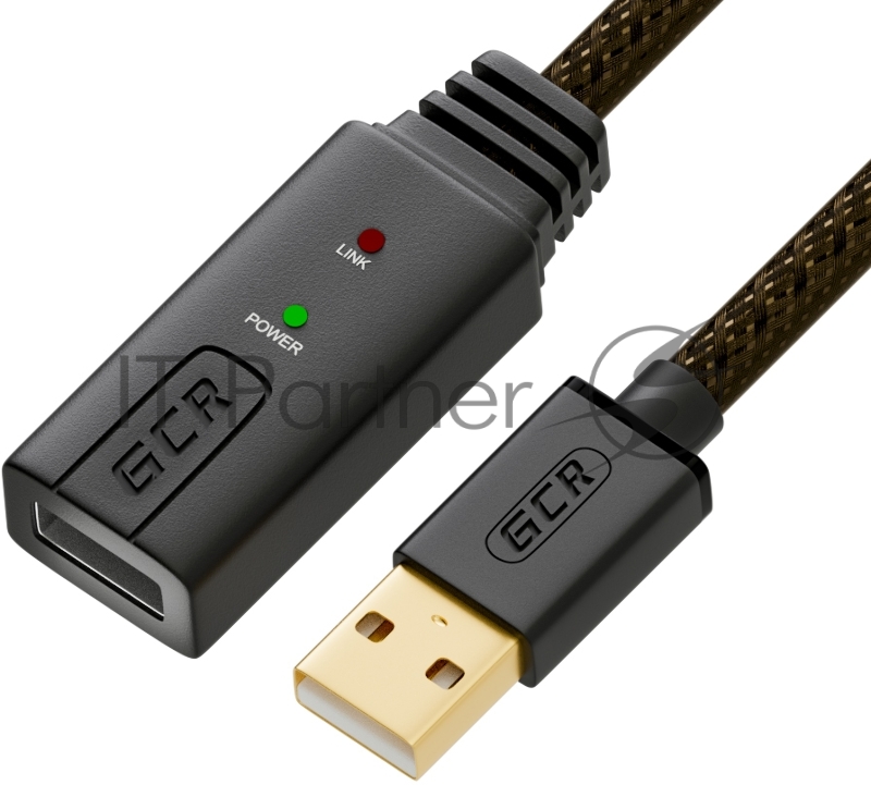 Кабель Greenconnect Кабель Удлинитель активный USB 2.0 3.0m Premium, AM/AF, 28/24 AWG экран, армированный морозостойкий с усилителем и разъёмом для доп.питания (GCR-UEC3M2-BD2S-3.0m)