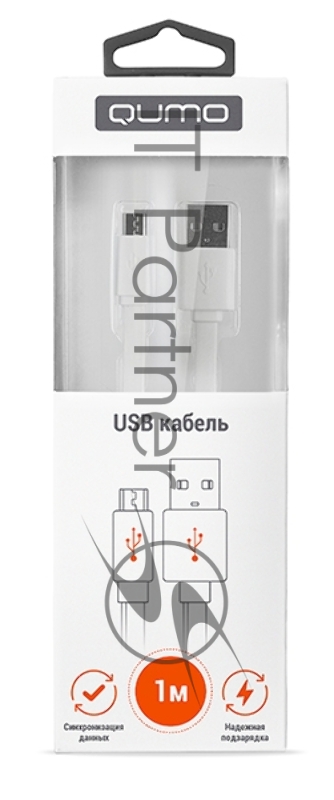 Кабель Cable Qumo mUSB 1м плоск white (R-UmU-1,5W) (20516)