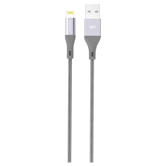 Кабель Silicon Power Lightning-USB для зарядки и синхронизации iPhone, iPad, iPod (сертифицирован Apple) 1м, нейлон, Gray