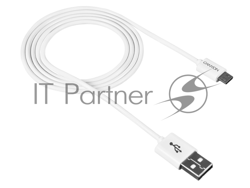 Кабель Micro USB, 1M, White CANYON <CNE-USBM1W>