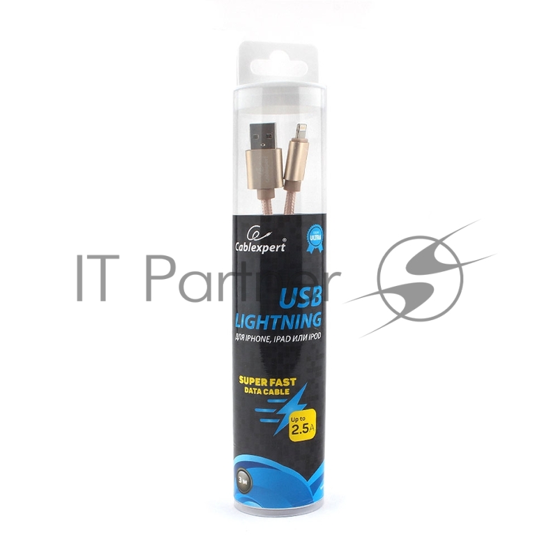 Кабель Cablexpert для Apple CC-U-APUSB01Gd-3M, AM/Lightning, серия Ultra, длина 3м, золотой, блистер