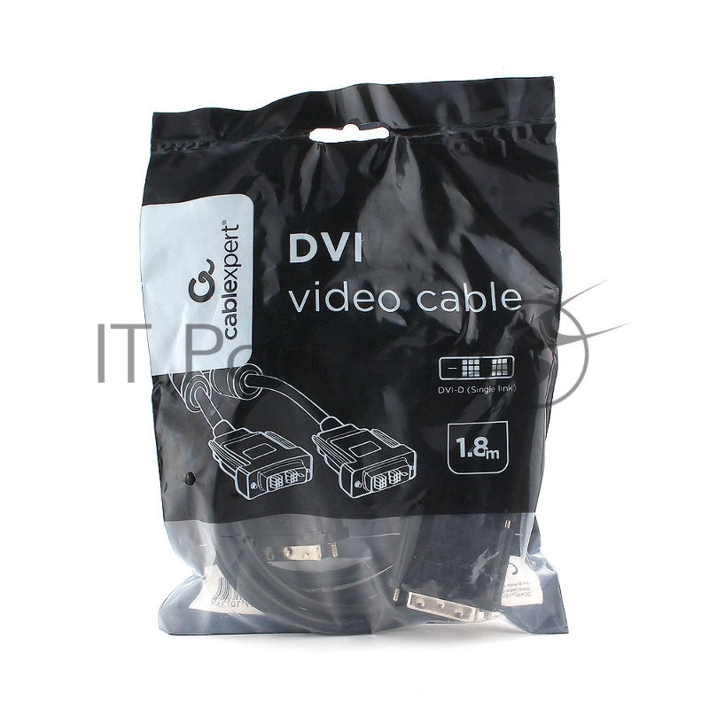 Кабель DVI-D single link Cablexpert CC-DVIL-BK-6, 19M/19M, 1.8м, CCS, черный, экран, феррит.кольца, пакет