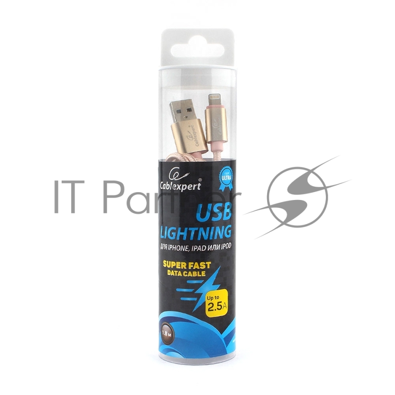 Кабель Cablexpert для Apple CC-U-APUSB01Gd-1.8M, AM/Lightning, серия Ultra, длина 1.8м, золотой, блистер