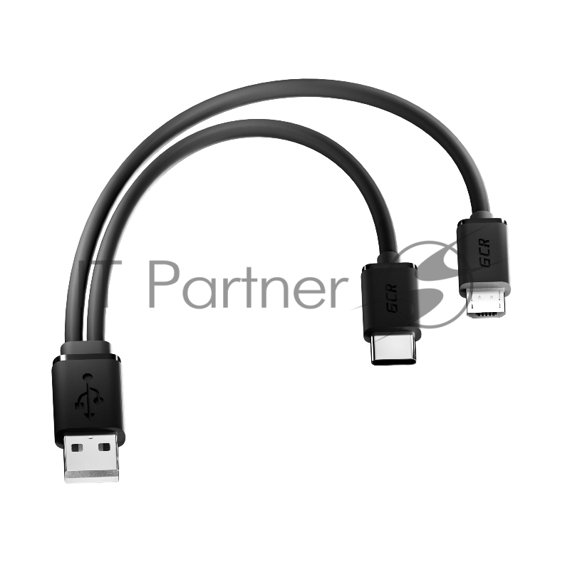 Кабель Greenconnect 0.15m USB 2.0, AM + microB 5pin/CM, Y-образный, черный, 28/28 AWG, GCR-51650