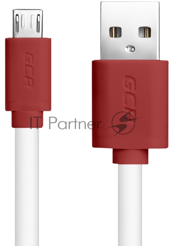 Кабель Greenconnect 0.5m USB 2.0, AM/microB 5pin, белый, красные коннекторы, 28/28 AWG, экран, армированный, морозостойкий, GCR-51500