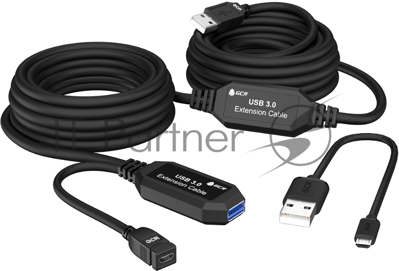 GCR Удлинитель активный 10.0m(5.0m + 5.0m) USB 3.0 AM/AF, черный, с 2-мя усилителями сигнала, доп.питание micro, GCR-51926 GCR Удлинитель активный 10.0m(5.0m + 5.0m) USB 3.0 AM/AF, черный, с 2-мя усилителями сигнала, доп.питание micro, GCR-51926