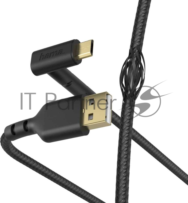 Кабель Hama 00187215 microUSB (m) угловой USB 2.0 (m) 1.5м черный