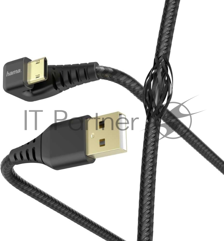 Кабель Hama 00187220 microUSB (m) угловой USB 2.0 (m) 1.5м черный