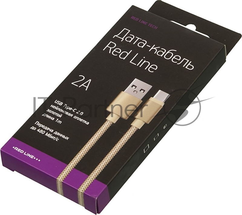 Кабель Redline УТ000011691 USB Type-C (m) USB A(m) 1м золотистый