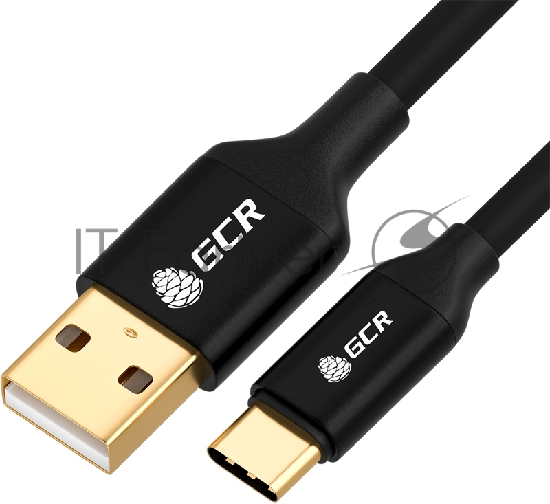 Кабель 1.5m GCR TypeC GOLD для Samsung, ОS Android, быстрая зарядка, черный, AL корпус, 28/22 AWG, GCR-52167