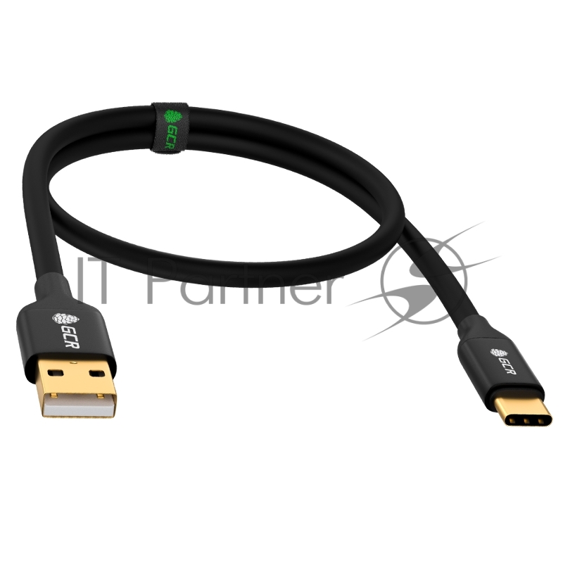 Кабель 1.5m GCR TypeC GOLD для Samsung, ОS Android, быстрая зарядка, черный, AL корпус, 28/22 AWG, GCR-52167