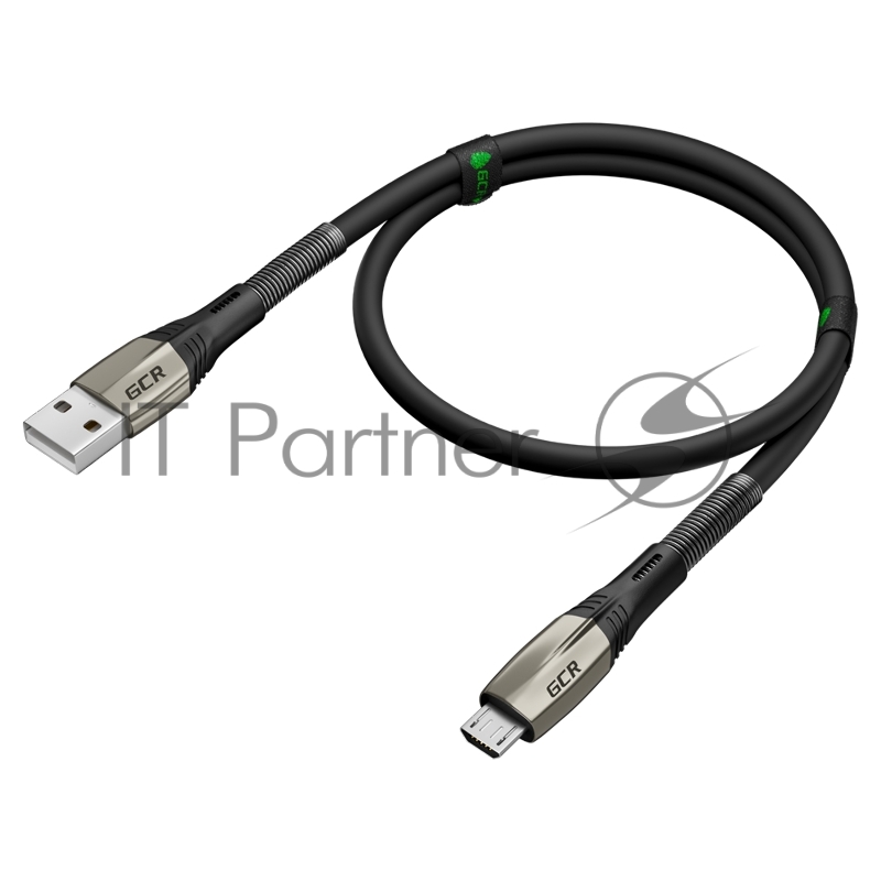Кабель 1.7m GCR MicroUSB series MERCEDES & SPRING, BLACK, для зарядки, NO Sync data, 22 AWG. GCR-51961