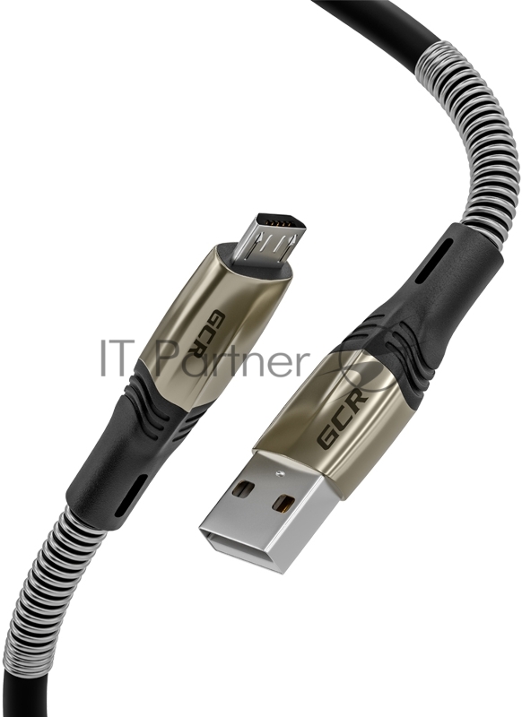 Кабель 1.7m GCR MicroUSB series MERCEDES & SPRING, BLACK, для зарядки, NO Sync data, 22 AWG. GCR-51961