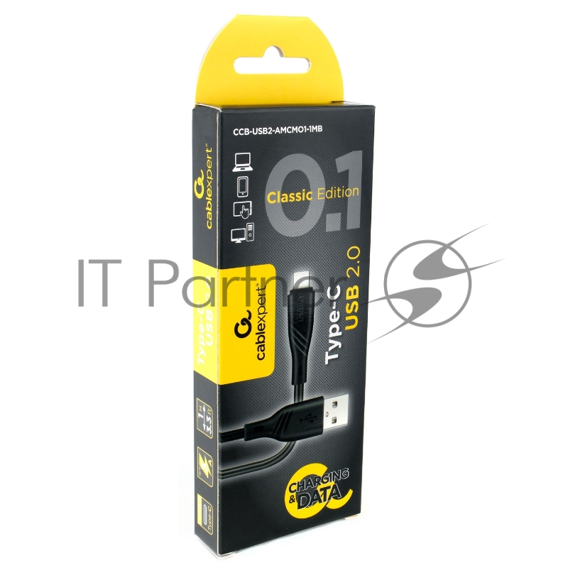 Кабель USB 2.0 Cablexpert CCB-USB2-AMCMO1-1MB, AM/Type-C, издание Classic 0.1, длина 1м, черный, блистер