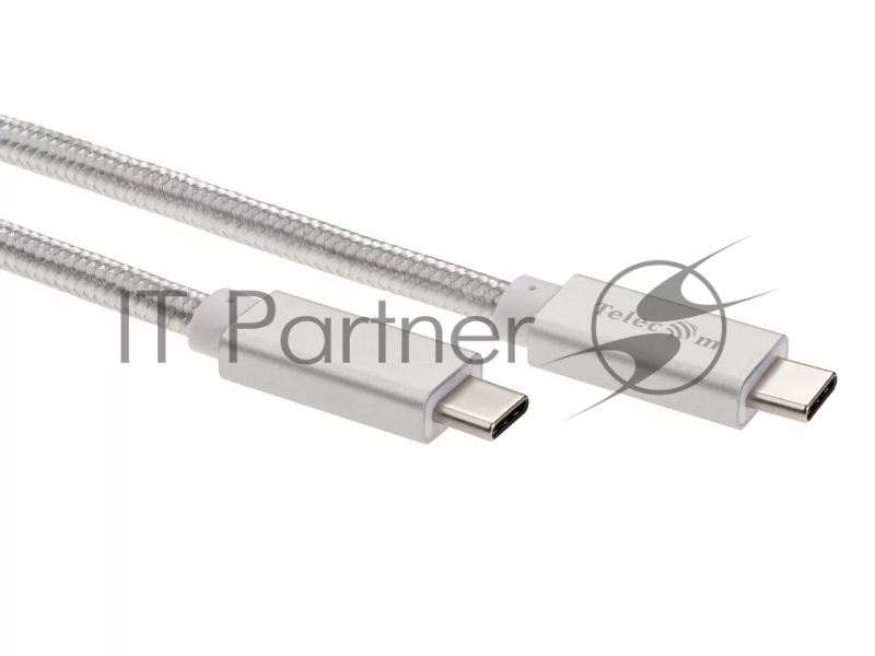 Кабель USB 3.1 Type Cm -- Cm IC 5А 10Gbs длина 1M, Telecom <TC420S> серебряный