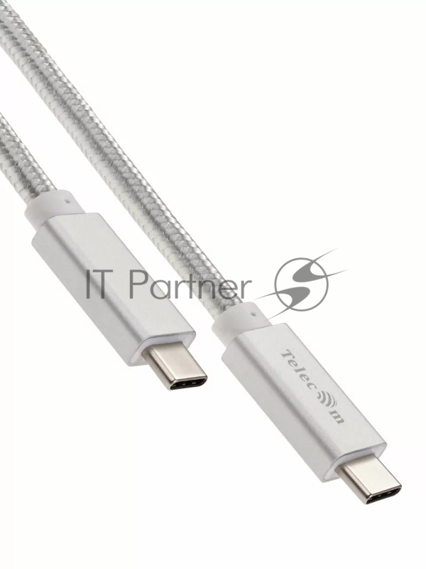 Кабель USB 3.1 Type Cm -- Cm IC 5А 10Gbs длина 1M, Telecom <TC420S> серебряный