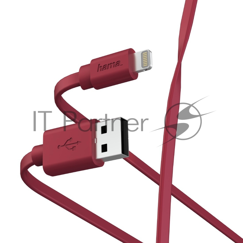 Кабель Hama 00187233 Lightning USB A(m) 1м красный