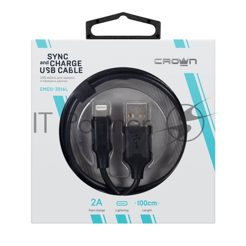 Кабель Crown USB - Lightning CMCU-3016L black