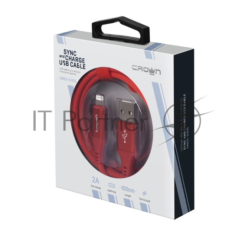 Кабель Crown USB - Lightning CMCU-3103L red