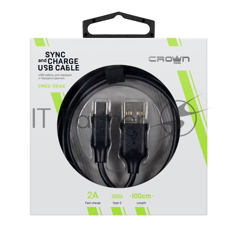 Кабель Crown USB - USB Type-C CMCU-3016C black