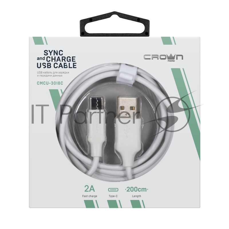 Кабель Crown USB - USB Type-C CMCU-3018C white
